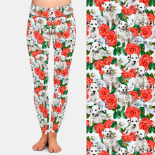 Load image into Gallery viewer, Dalmatians and Red Roses Love Women&#39;s Leggings-Apparel-Apparel, Dalmatian, Dogs, Leggings-Dalmatians &amp; Roses-S-1