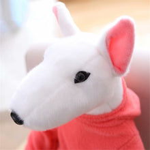 Load image into Gallery viewer, image of a red bull terrier stuffed animal plush toy - face close up