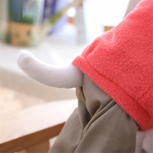 image of a red bull terrier stuffed animal plush toy - face close up - backview