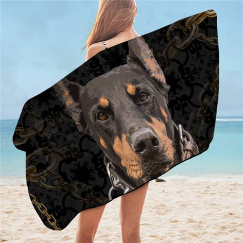 Unchained Doberman Love Beach Towel-Home Decor-Doberman, Dogs, Home Decor, Towel-1