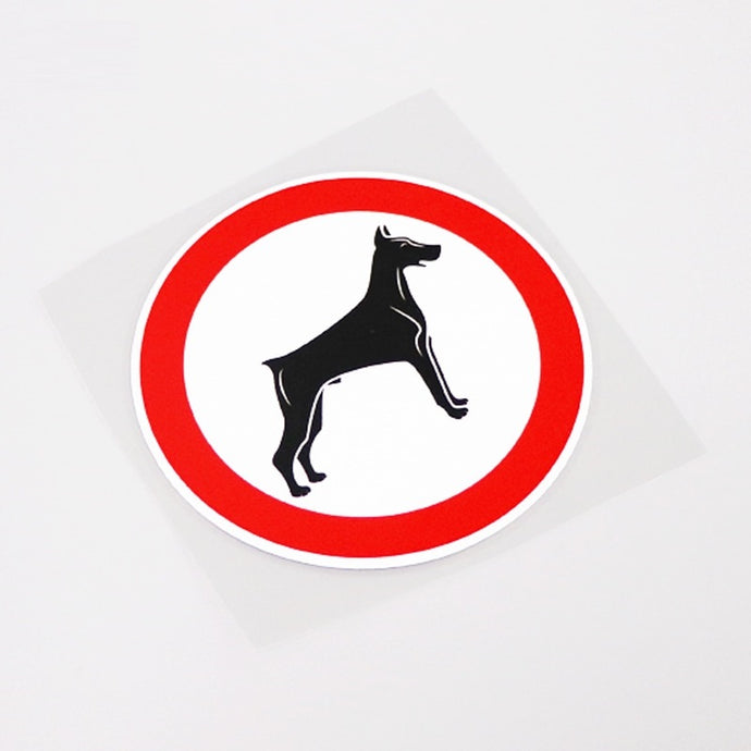 Image of a warning sign doberman car sticker