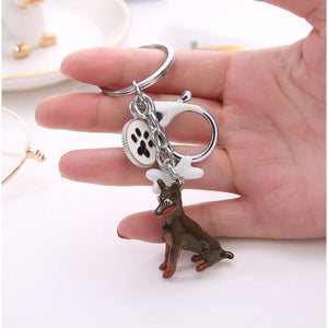 Doberman Love 3D Metal Keychain-Key Chain-Accessories, Doberman, Dogs, Keychain-3