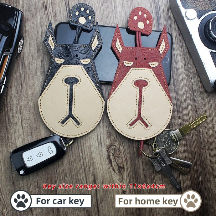 Doberman Love Large Genuine Leather Keychains-Accessories-Accessories, Doberman, Dogs, Keychain-1