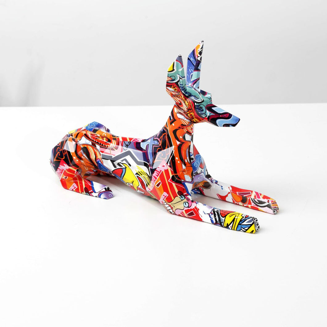 Image of a stunning multicolor doberman statue in Blend A