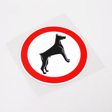 Load image into Gallery viewer, Image of a warning sign doberman sticker