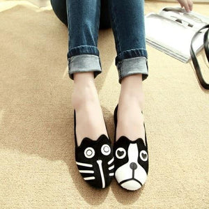 Dog and Cat Face Womens FlatsShoes