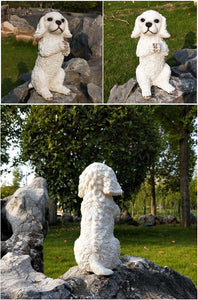 Image of a super cute namaste White Doodle garden statue