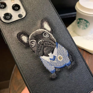 Close up image of a french bulldog iphone case