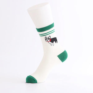 Image of embroidered boston terrier socks womens