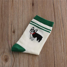 Load image into Gallery viewer, Image of embroidered boston terrier socks
