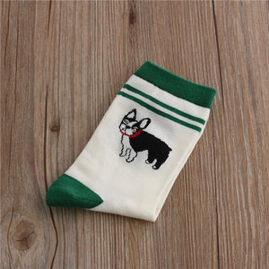 Embroidered Womens Dog Lover Cotton SocksSocksBoston Terrier