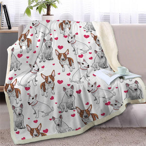 Image of a super cute English Bull Terrier blanket with infinite English Bull Terriers in all colors design