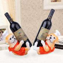 Load image into Gallery viewer, Image of a cutest Labrador and English Bulldog wine holder statue holding wine bottle