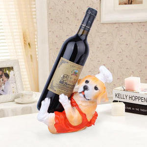 Image of a cutest Labrador wine holder statue holding a wine bottle