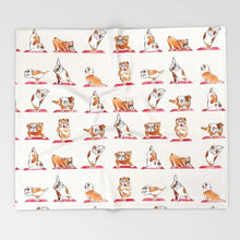 Load image into Gallery viewer, Image of english bulldog blanket in super cute Bulldogs doing Yoga design
