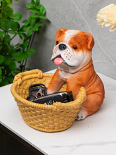 Load image into Gallery viewer, Image of a super cute English Bulldog Christmas ornament in the most helpful English Bulldog holding a basket design