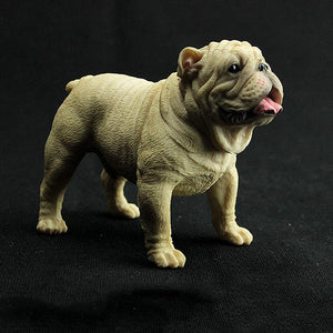 Image of a cutest lifelike standing English Bulldog figurine in the color cream made of PVC