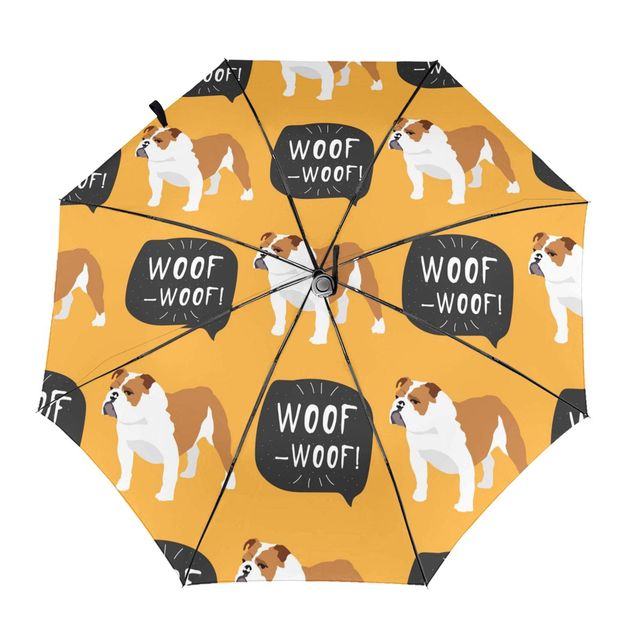 English Bulldog Love Automatic Umbrellas-Accessories-Accessories, Dogs, English Bulldog, Umbrella-Yellow - Inside Print-3