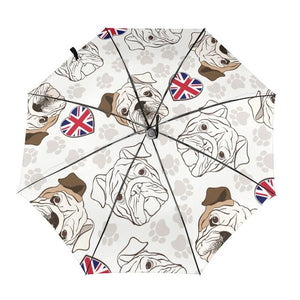 English Bulldog Love Automatic Umbrellas-Accessories-Accessories, Dogs, English Bulldog, Umbrella-White - Inside Print-5