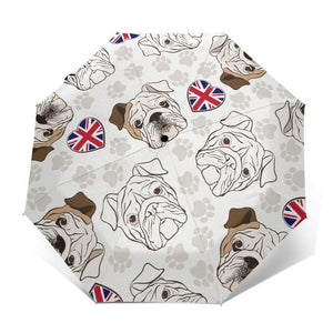 English Bulldog Love Automatic Umbrellas-Accessories-Accessories, Dogs, English Bulldog, Umbrella-White - Outer Print-6