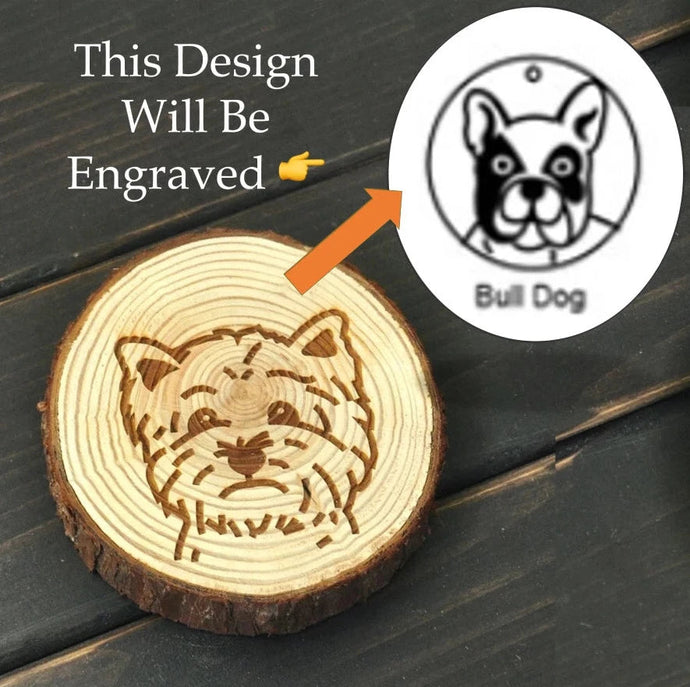 Image of a wood-engraved English Bulldog coaster