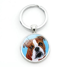 Load image into Gallery viewer, English Bulldog Love Glass Dome Keychains-Accessories-Accessories, Dogs, English Bulldog, Keychain-Red and White-2