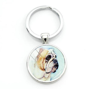 English Bulldog Love Glass Dome Keychains-Accessories-Accessories, Dogs, English Bulldog, Keychain-White and Fawn - Adult-3
