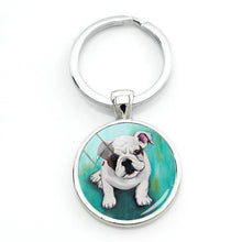 Load image into Gallery viewer, English Bulldog Love Glass Dome Keychains-Accessories-Accessories, Dogs, English Bulldog, Keychain-White with Fawn - Puppy-4