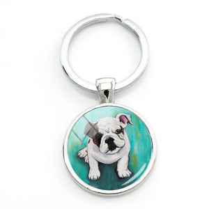 English Bulldog Love Glass Dome Keychains-Accessories-Accessories, Dogs, English Bulldog, Keychain-White with Fawn - Puppy-4