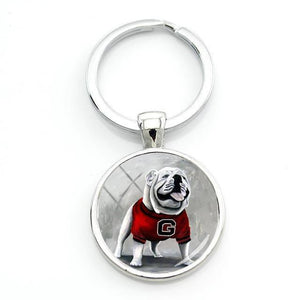 English Bulldog Love Glass Dome Keychains-Accessories-Accessories, Dogs, English Bulldog, Keychain-White - in Red Sweatshirt-6