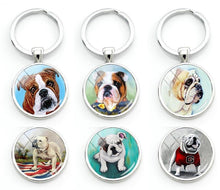 Load image into Gallery viewer, English Bulldog Love Glass Dome Keychains-Accessories-Accessories, Dogs, English Bulldog, Keychain-1