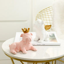 Load image into Gallery viewer, Image of two english bulldog statues in the color pink and white