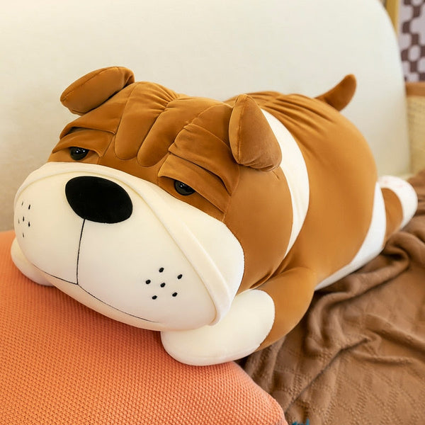 English Bulldog Love Huggable Stuffed Animal Plush Pillow (Medium to G