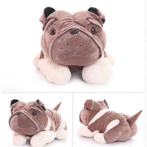 Images of english bulldog stuffed animal in gray and white