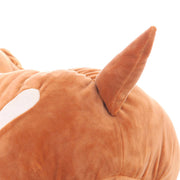 Image of an orange and white english bulldog stuffed animal - tail view