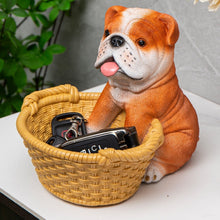 Load image into Gallery viewer, Image of a super cute English Bulldog ornament in the most helpful English Bulldog holding a basket design