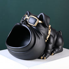 Load image into Gallery viewer, Image of a super cute normal ears english bulldog piggy bank in black color