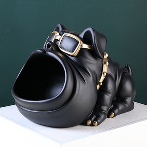 Image of a super cute normal ears english bulldog piggy bank in black color