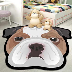 Image of an english bulldog rug in a children's room
