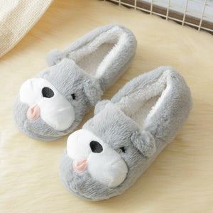 Image of super cute and comfy English Bulldog slippers in the gray color