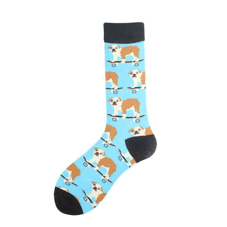 Image of bulldog socks in english bulldogs on skateboards design