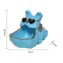 Load image into Gallery viewer, Size image of an organiser english bulldog statue in the blue color
