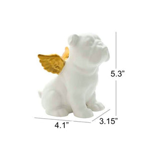 Size image of an english bulldog statue in the color white