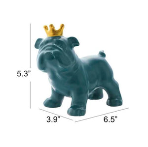 Size image of an english bulldog statue in the color teal