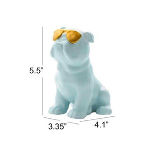 Size image of an english bulldog statue in the color light blue