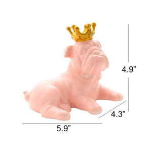 Size image of an english bulldog statue in the color pink