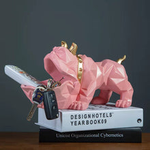 Load image into Gallery viewer, Image of an organiser english bulldog statue in the pink color