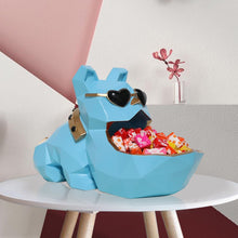 Load image into Gallery viewer, Image of an organiser english bulldog statue in the color blue