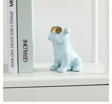 Load image into Gallery viewer, Image of an english bulldog statue in the color light blue