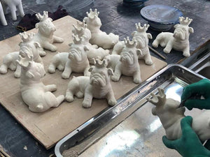 Image of the making of ceramic english bulldog statue